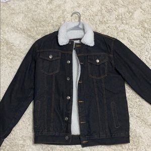 Fleece Lined Black Denim Jacket